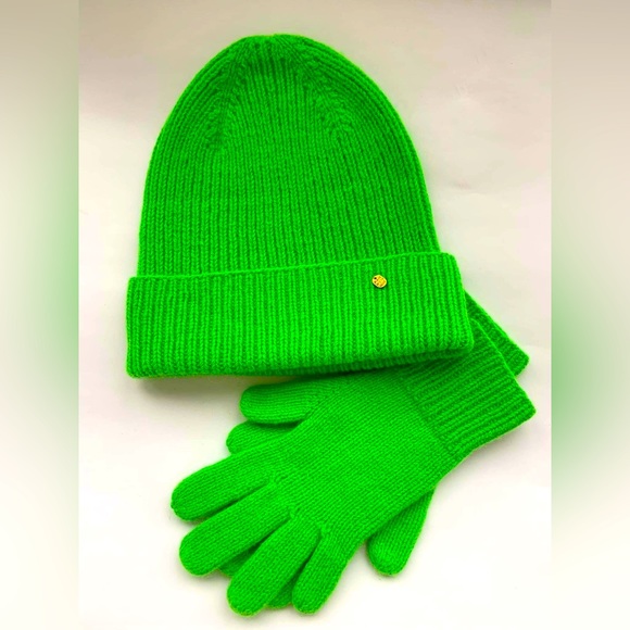 Neon Hat and Gloves Handknit Set - Picture 2 of 4